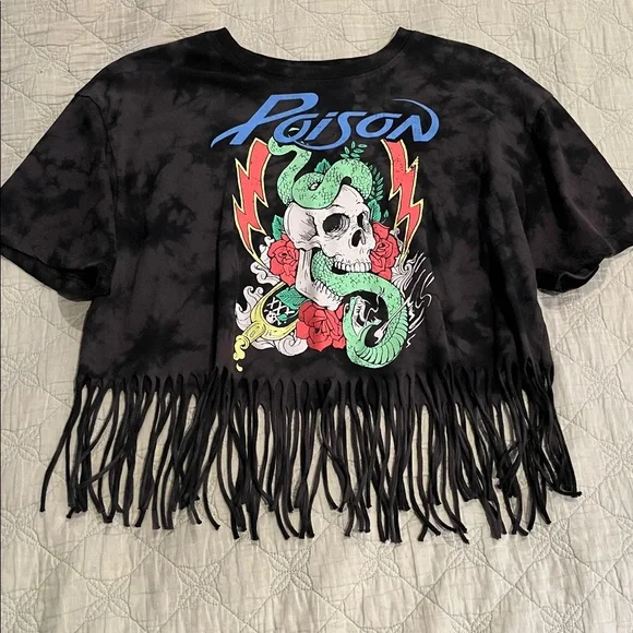 💙TRADED💙Vintage POISON fringe band shirt - Picture 1 of 12